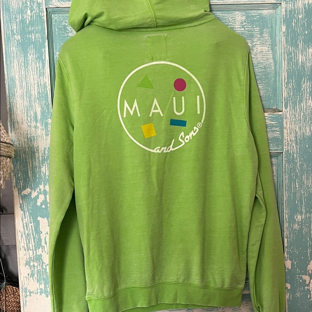 Vintage Maui and Sons Green fluorescent Hoodie large great Condition! 80’s vibes